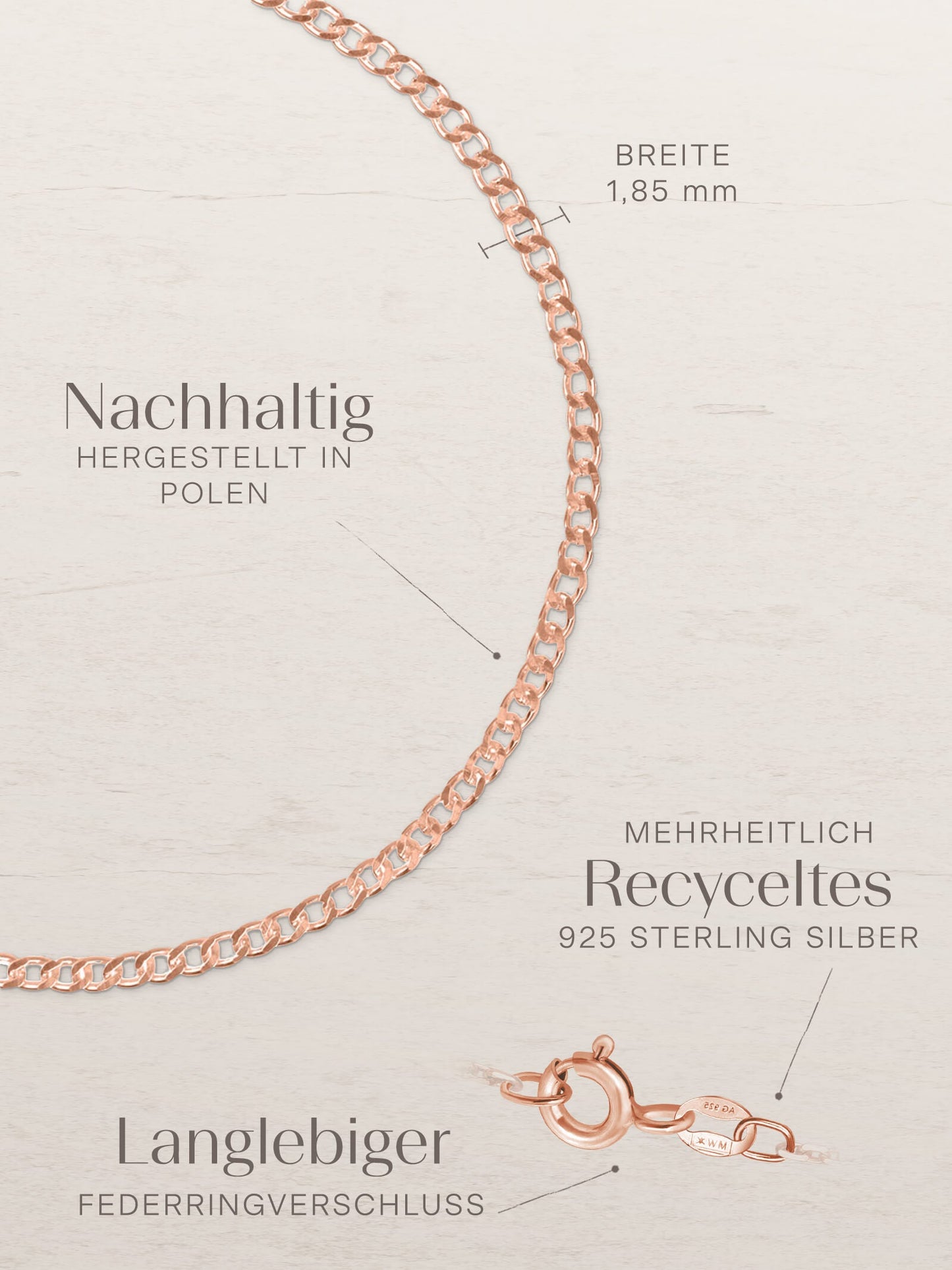 Armband Panzerkette ESSENTIAL Roségold Vergoldet