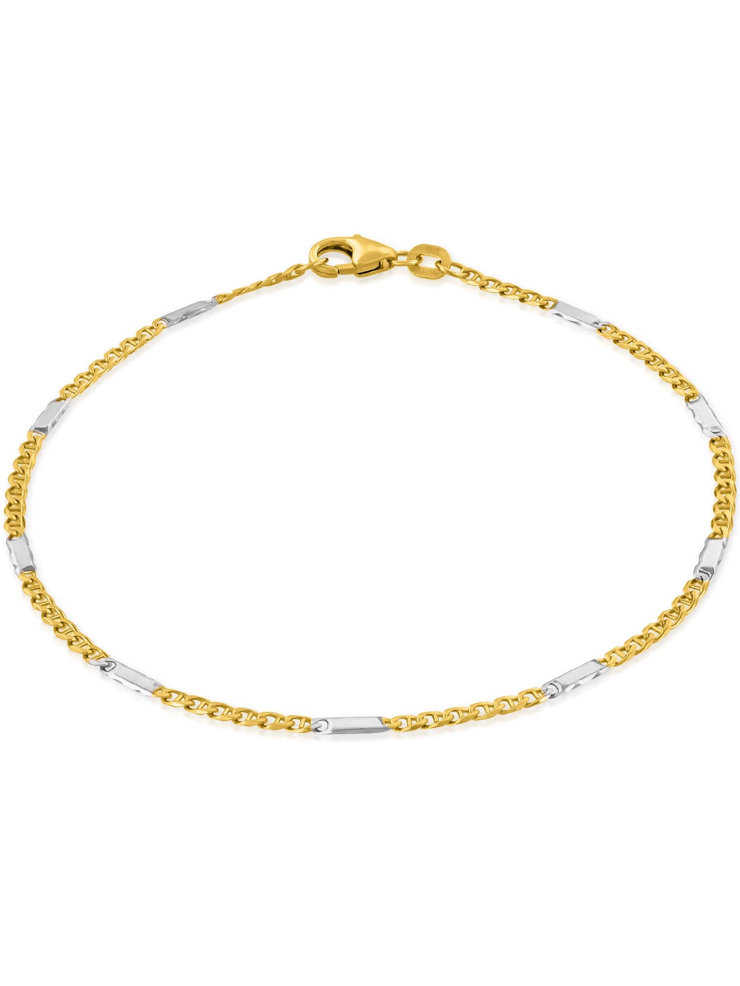 Armband Panzerkette TIMELESS Modern 14k Echtgold & Silber Rhodiniert