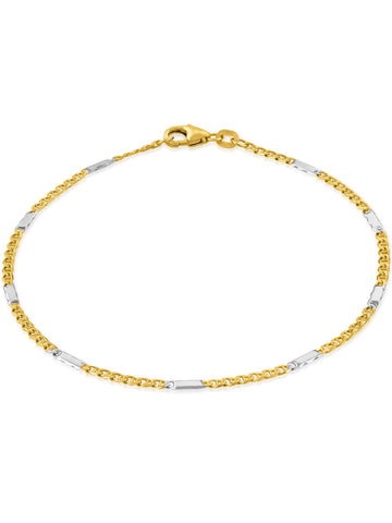 Armband Panzerkette TIMELESS Modern 14k Echtgold & Silber Rhodiniert