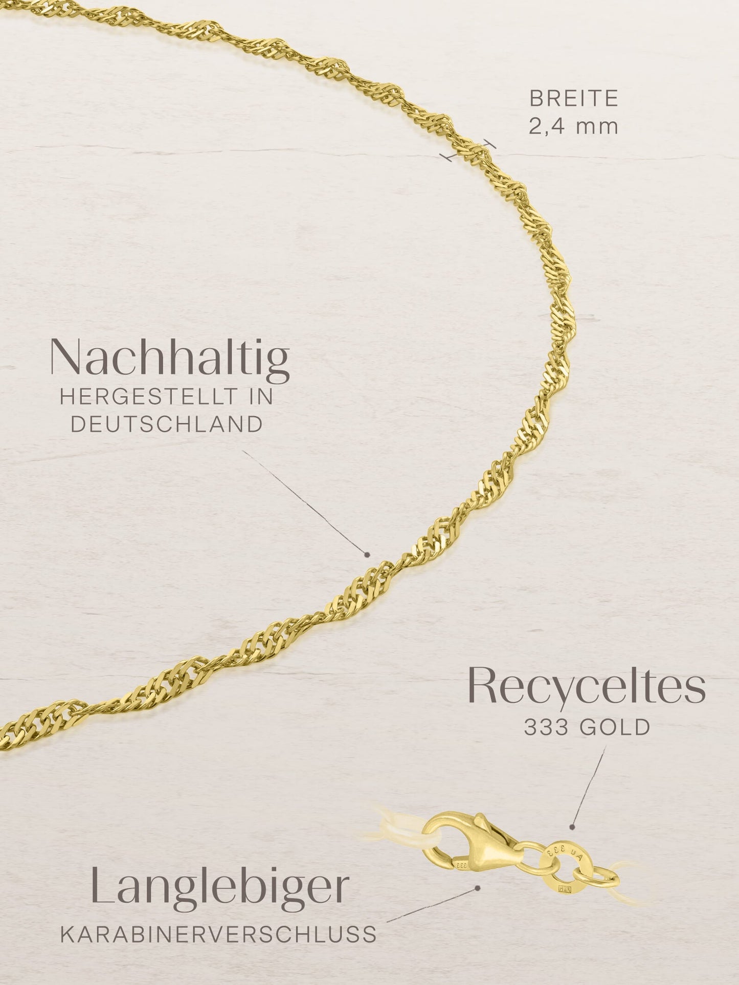 Fußkette Singapurkette SINGAPORE Original 8k Gold