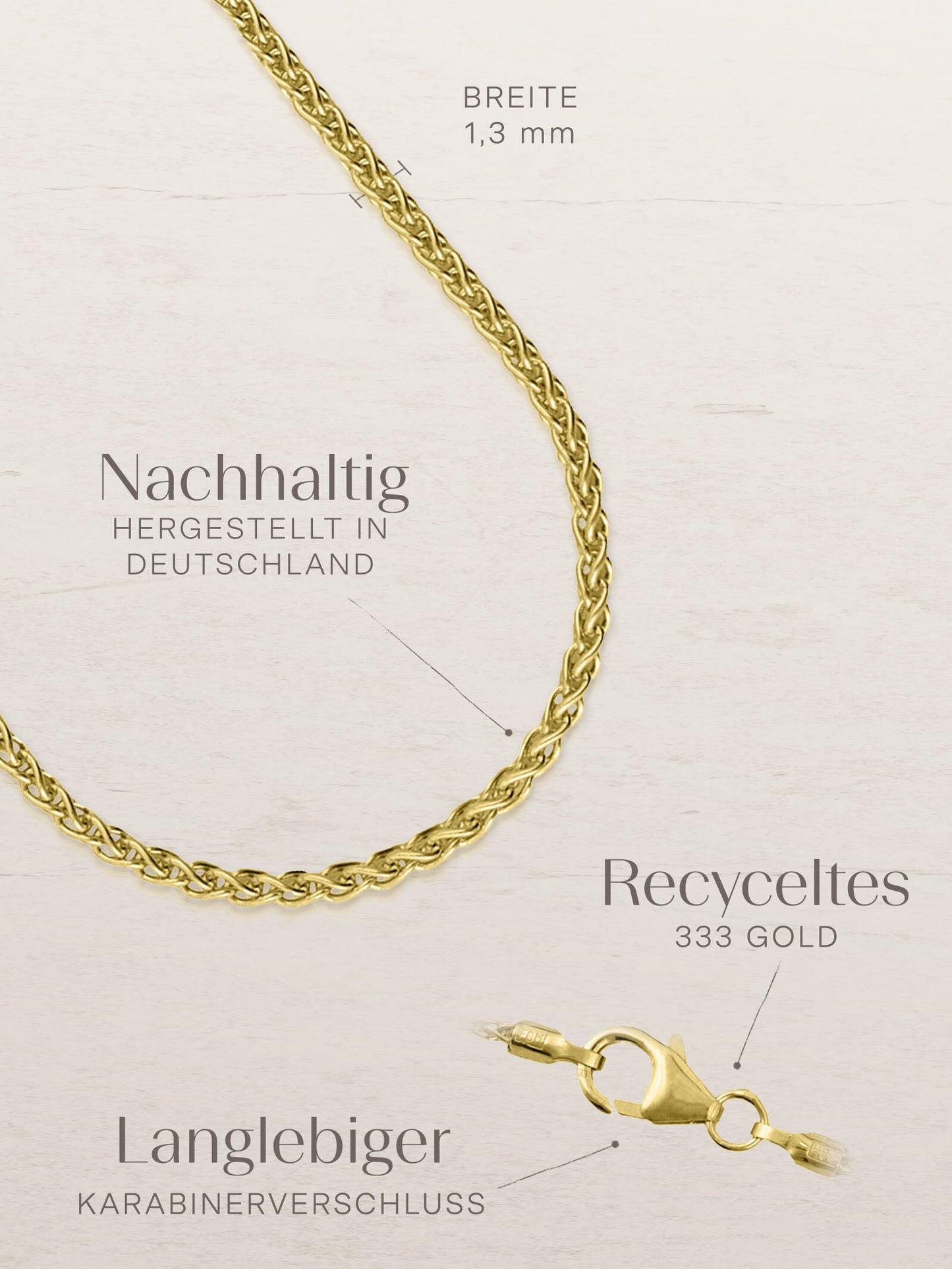 Zopfkette TWIST Filigran 8k Gold