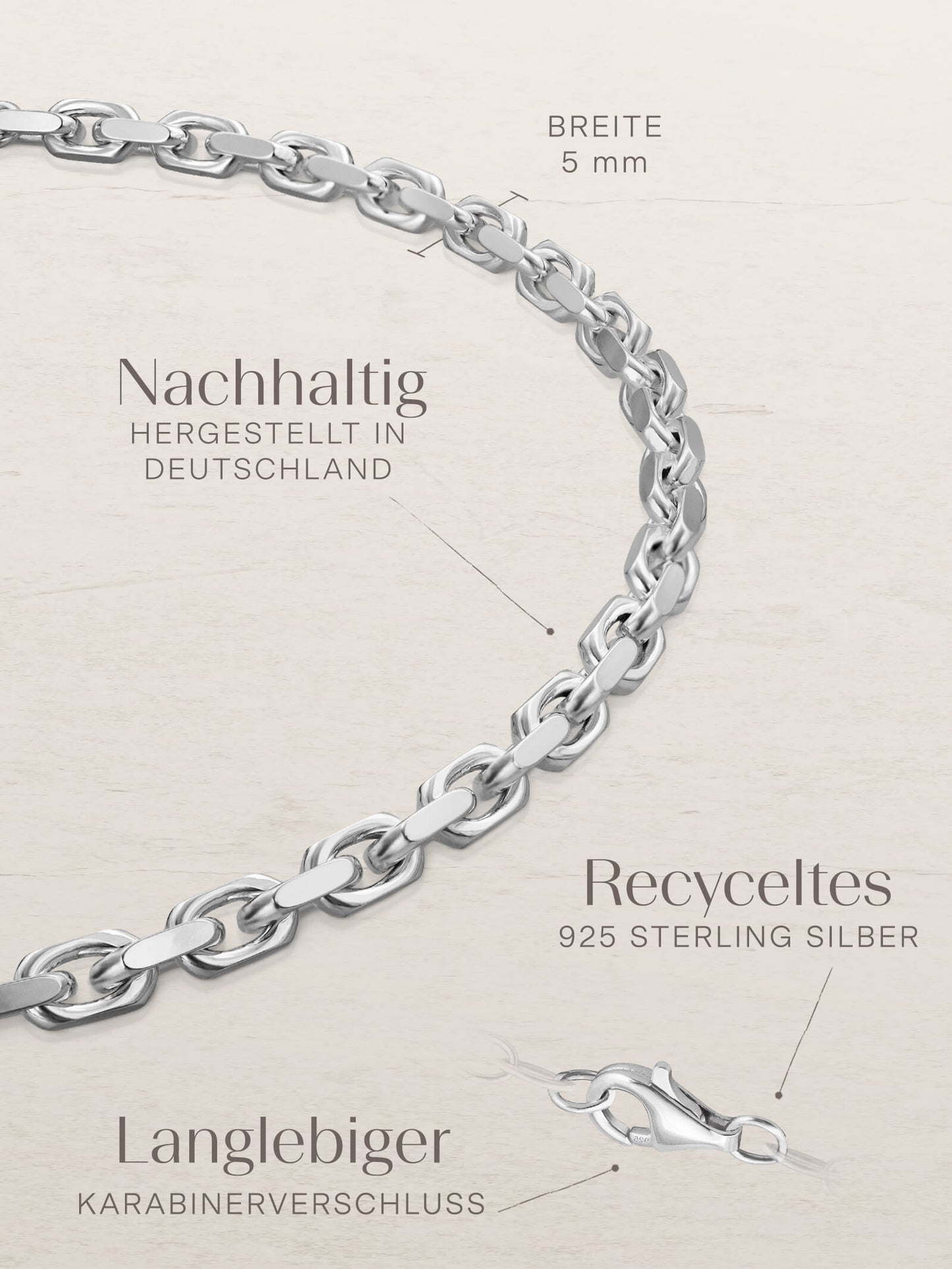 Armband Ankerkette DELICATE Massiv Silber Diamantiert