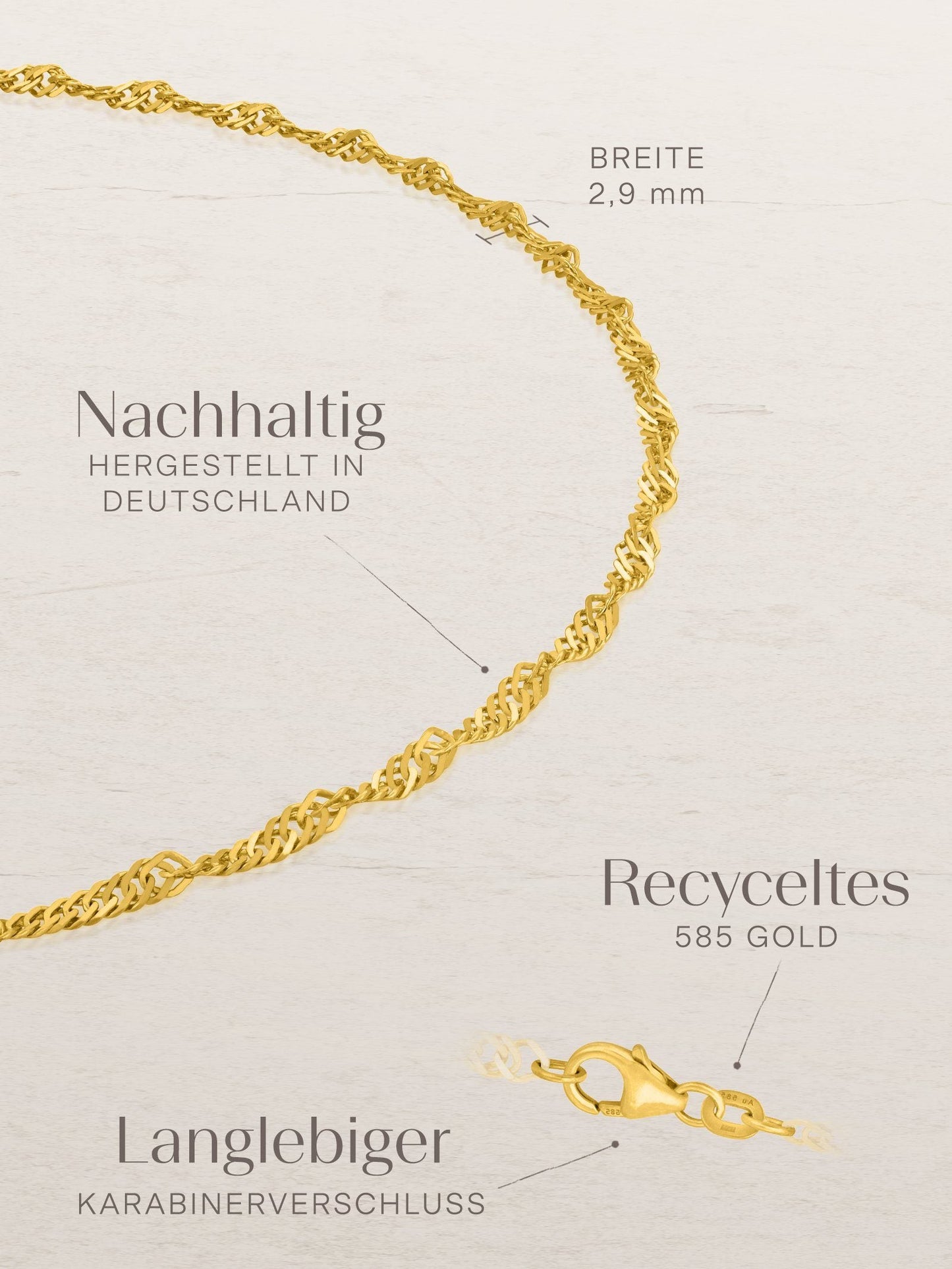 Armband Singapurkette SINGAPORE Original 14k Echtgold
